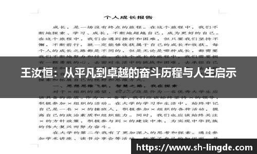 王汝恒：从平凡到卓越的奋斗历程与人生启示